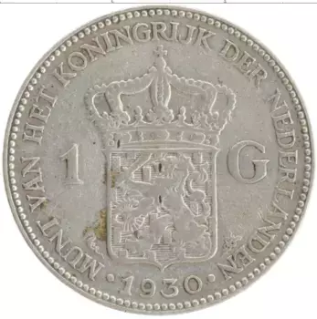 Монета гульден Нидерланд 1930 года Серебро Вильгельмина