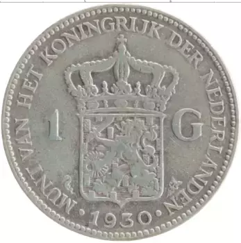 Монета гульден Нидерланд 1930 года Серебро Вильгельмина