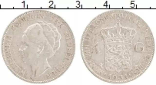 Монета гульден Нидерланд 1931 года Серебро Вильгельмина