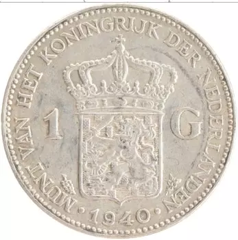 Монета гульден Нидерланд 1940 года Серебро Вильгельмина