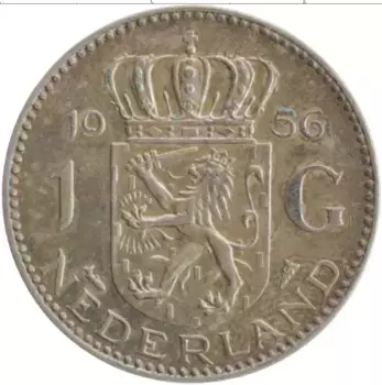 Монета гульден Нидерланд 1956 года Серебро Юлиана