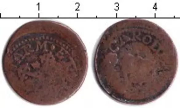 Монета каглиаресе Сардинии Медь 17 век