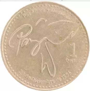 Монета кетцаль Гватемалы 2001 года Латунь