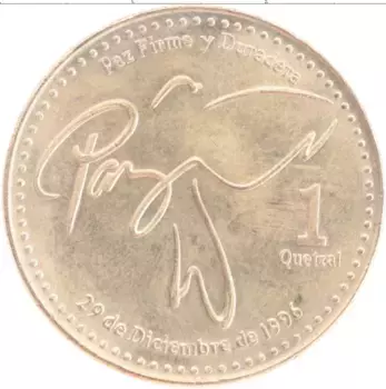 Монета кетцаль Гватемалы 2001 года Латунь