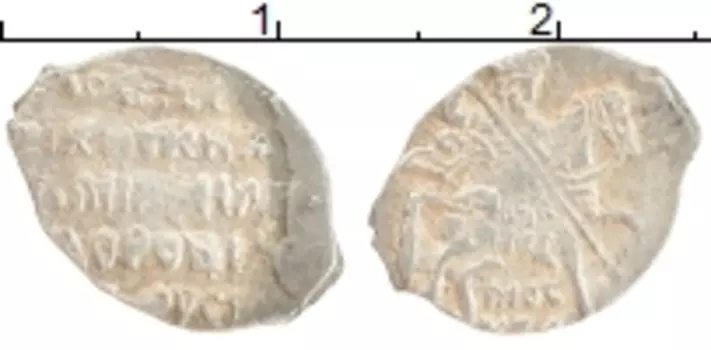 Монета копейка Михаила Федоровича 1613 года Серебро