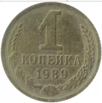 Монета копейка СССР 1989 года Латунь
