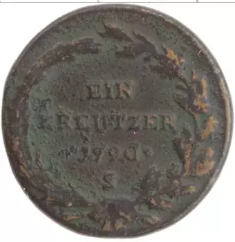 Монета крейцер Австрии 1790 года Медь Иосиф II