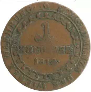 Монета крейцер Австрии 1812 года Медь Франц
