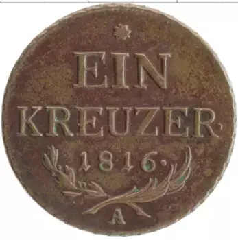 Монета крейцер Австрии 1816 года Медь