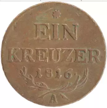 Монета крейцер Австрии 1816 года Медь А