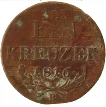 Монета крейцер Австрии 1816 года Медь В