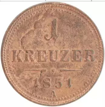Монета крейцер Австрии 1851 года Медь А