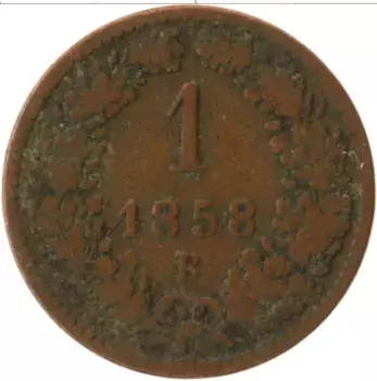 Монета крейцер Австрии 1858 года Медь В
