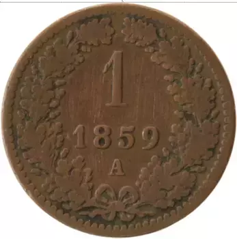 Монета крейцер Австрии 1859 года Медь А