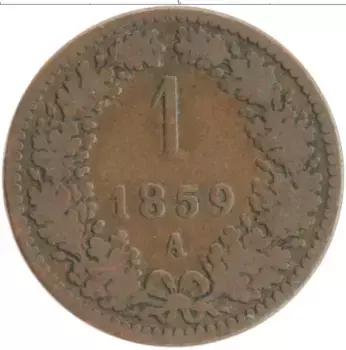 Монета крейцер Австрии 1859 года Медь А