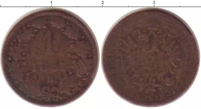 Монета крейцер Австрии 1861 года Медь