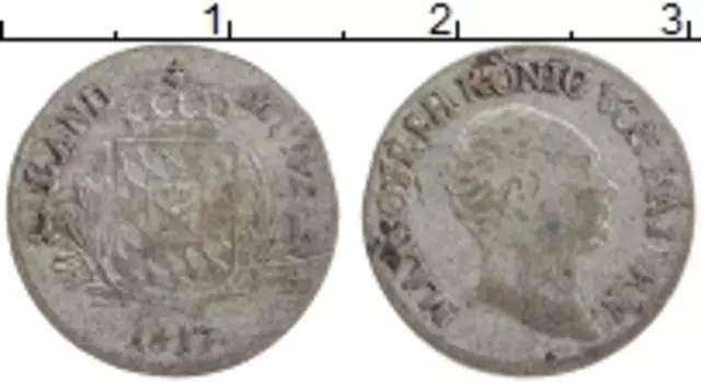 Монета крейцер Баварии 1817 года Медь Максимилиан Иосиф