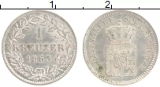 Монета крейцер Баварии 1863 года Серебро