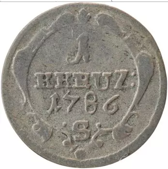 Монета крейцер Бранденбурга-Ансбаха 1786 года Серебро S