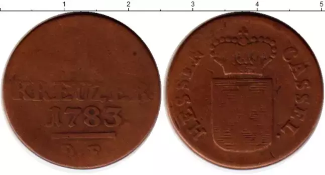 Монета крейцер Гессен-Касселя 1783 года Медь