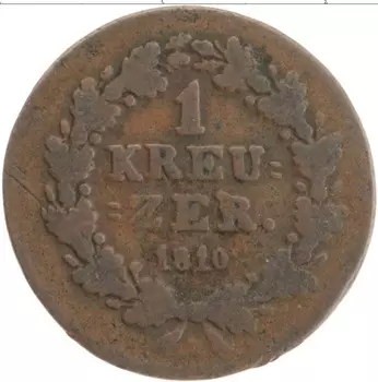 Монета крейцер Нассау 1810 года Медь