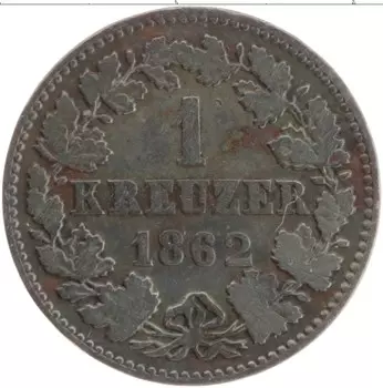 Монета крейцер Нассау 1862 года Медь Герб
