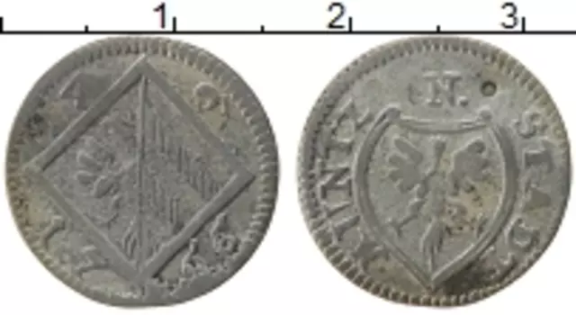 Монета крейцер Нюрнберга 1766 года Серебро