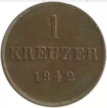Монета крейцер Саксен-Майнингена 1842 года Медь