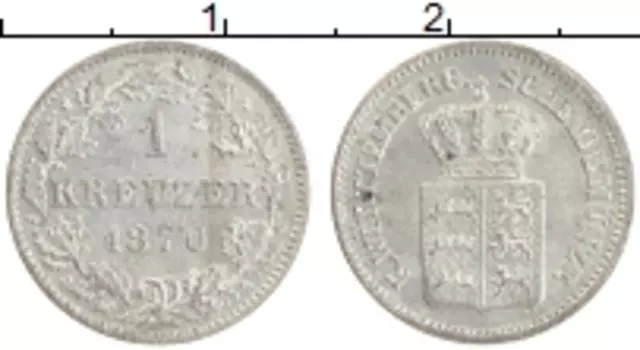 Монета крейцер Вюртемберга 1870 года Серебро