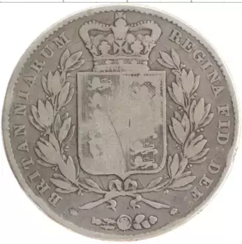 Монета крона Англии 1844 года Серебро Виктория