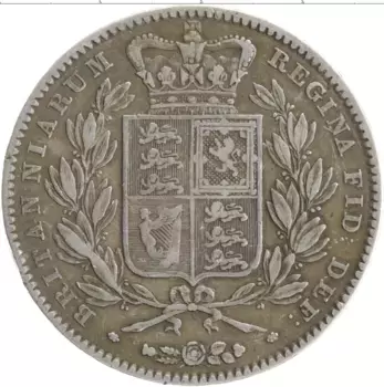 Монета крона Англии 1845 года Серебро Виктория