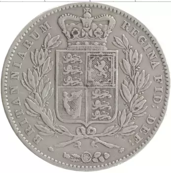 Монета крона Англии 1847 года Серебро Виктория