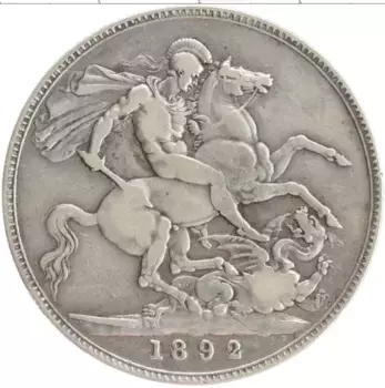 Монета крона Англии 1892 года Серебро Виктория