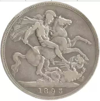 Монета крона Англии 1893 года Серебро Виктория