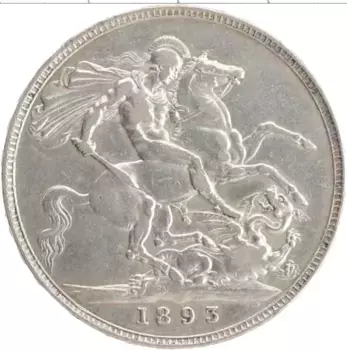 Монета крона Англии 1893 года Серебро Виктория
