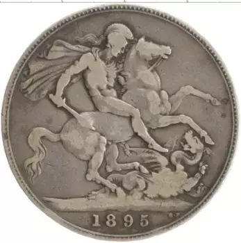 Монета крона Англии 1895 года Серебро Виктория