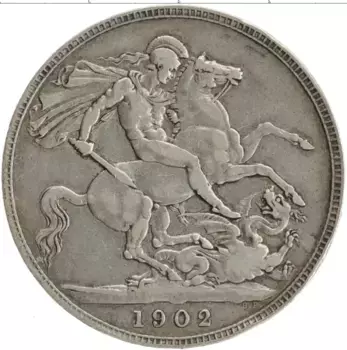 Монета крона Англии 1902 года Серебро Эдуард VII