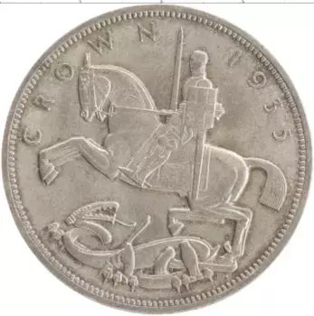 Монета крона Англии 1935 года Серебро Георг V