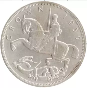 Монета крона Англии 1935 года Серебро Георг V