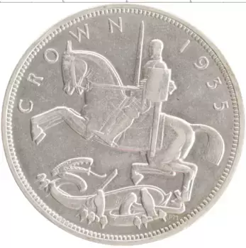 Монета крона Англии 1935 года Серебро Георг V