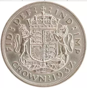 Монета крона Англии 1937 года Серебро Георг VI