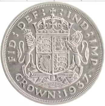 Монета крона Англии 1937 года Серебро Георг VI