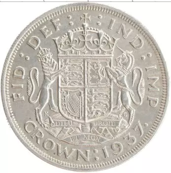 Монета крона Англии 1937 года Серебро Георг VI