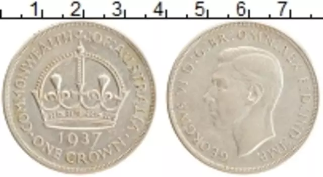Монета крона Австралии 1937 года Серебро Георг VI