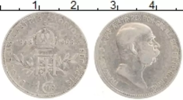Монета крона Австрии 1908 года Серебро 60 лет правления Франца Иосифа