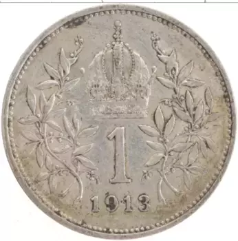 Монета крона Австрии 1913 года Серебро Франс Иосиф I