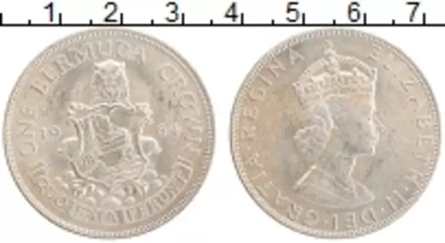 Монета крона Бермудских островов 1964 года Серебро Елизавета II