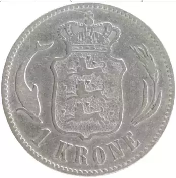 Монета крона Дании 1875 года Серебро Кристиан IХ