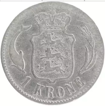 Монета крона Дании 1876 года Серебро Кристиан IХ