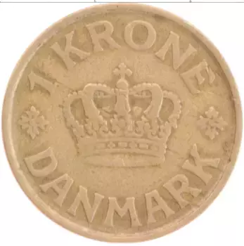 Монета крона Дании 1925 года Бронза Кристиан Х